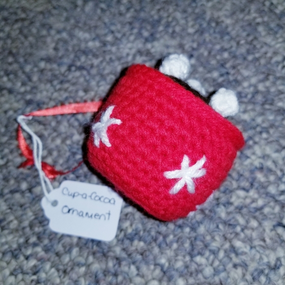 NEW Handmade Crochet Cup-a-Cocoa Ornament - Picture 2 of 4